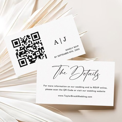 Modern Elegant QR Code Wedding Website Enclosure Card