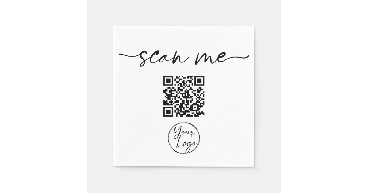 Modern Elegant QR Code White Napkins | Zazzle