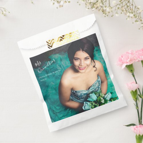 Modern Elegant Quinceanera 15th Birthday Photo Favor Bag