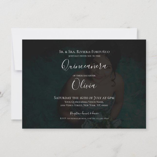 Modern Elegant Quinceanera 15th Birthday Photo Invitation (Front)