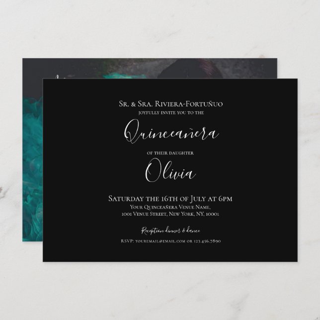 Modern Elegant Quinceanera 15th Birthday Photo Invitation (Front/Back)