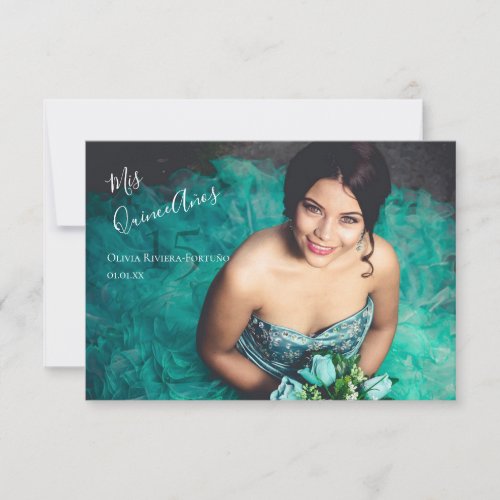 Modern Elegant Quinceanera 15th Birthday Photo RSVP Card