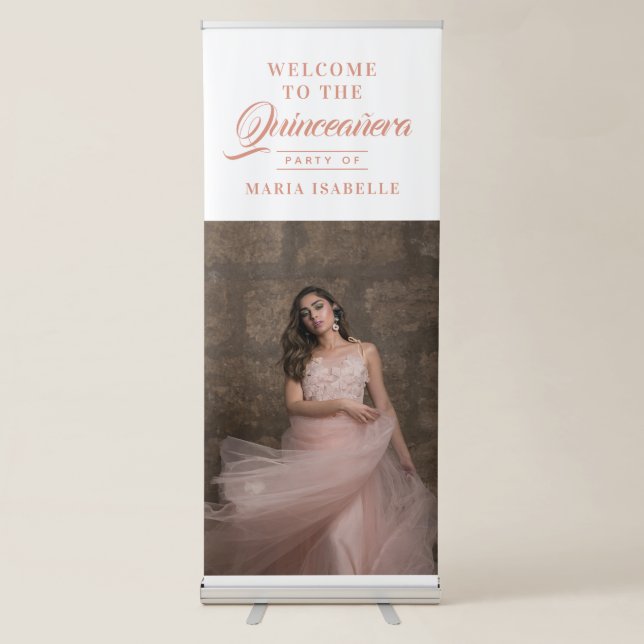 Modern Elegant Quinceanera Welcome Sign (Front)