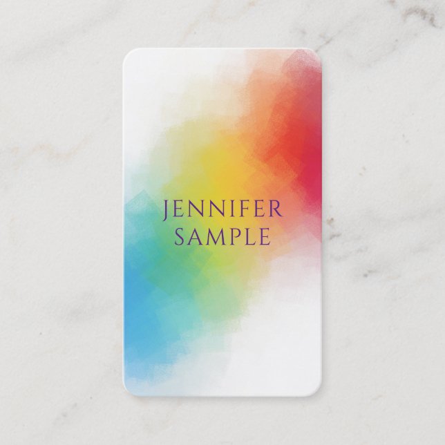 Modern Elegant Rainbow Colors Custom Template Business Card (Front)