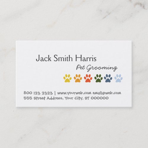 Modern Elegant Rainbow Pets Animal Paws Business Card