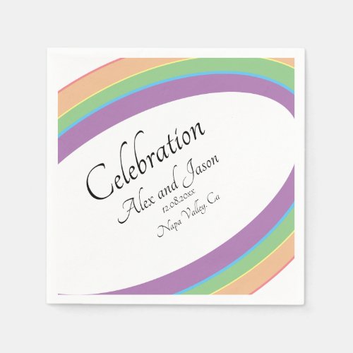 Modern Elegant Rainbow Wedding LGBT Napkins