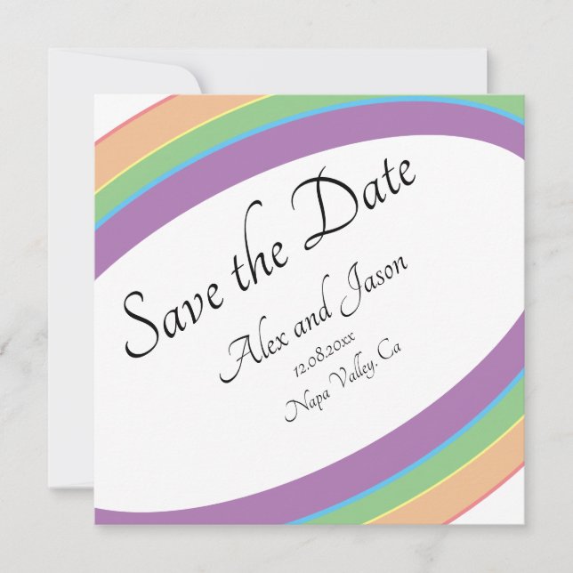 Modern Elegant Rainbow Wedding Save the  Date (Front)