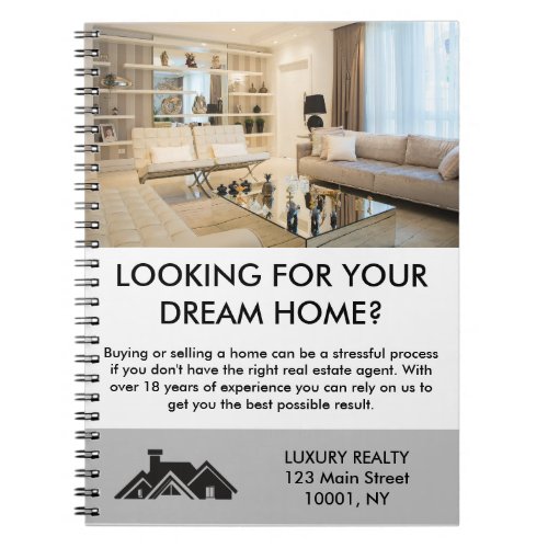 Modern Elegant Real Estate Agent Personalized  Notebook