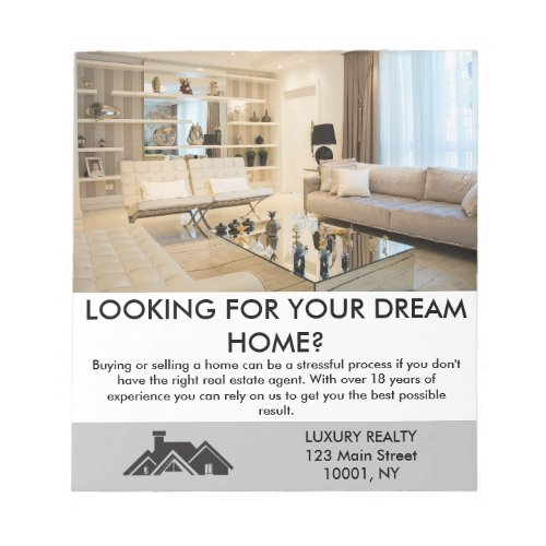 Modern Elegant Real Estate Agent Personalized  Notepad