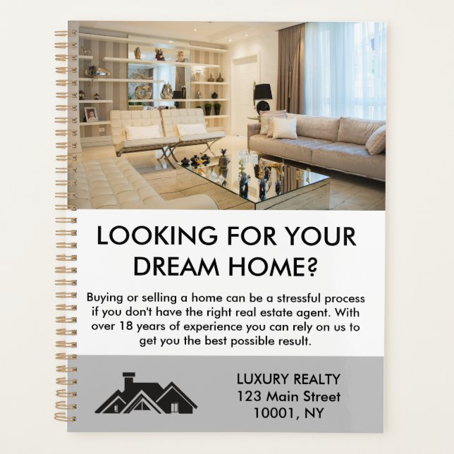 Modern Elegant Real Estate Agent Personalized  Planner (Front)