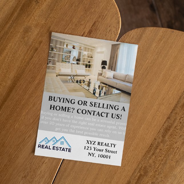 Modern Elegant Real Estate Agent Realty Photo Flyer (Real Estate Home Selling Custom Flyer)