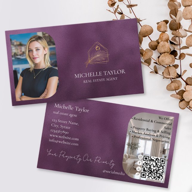 Modern Elegant Real Estate Realtor Photo Gold Business Card (Creator Uploaded)
