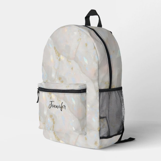Modern Elegant Realistic Opal Stone Pretty  Printed Backpack (Back Corner Right)