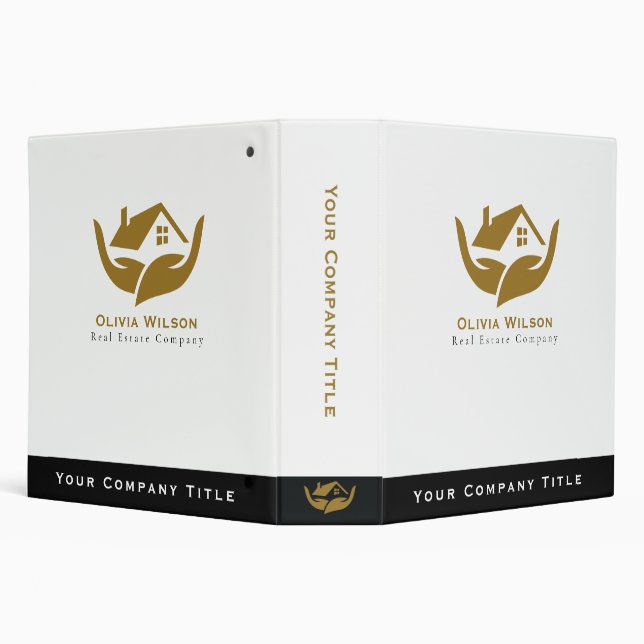 Modern Elegant Realtor simple logo 3 Ring Binder (Background)