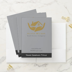 Modern Elegant Realtor simple logo Pocket Folder