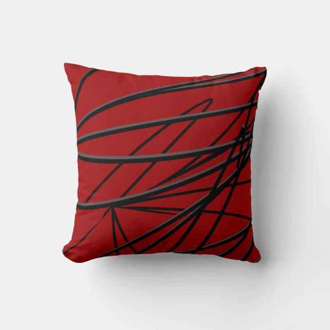 Modern Elegant Red Abstract Throw Pillow (Front)