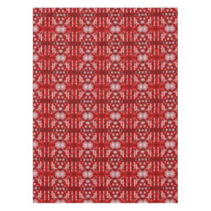 Modern Elegant Red and White Christmas Snow Flakes Tablecloth