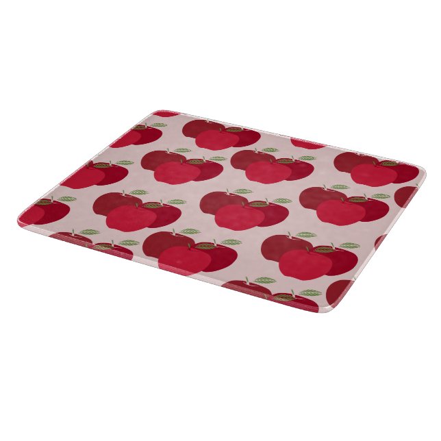 Modern Elegant Red Apple Pattern Cutting Board (Corner)