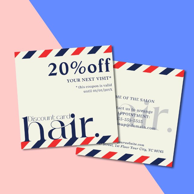 Modern Elegant Red Blue Beauty Discount Card (Creator Uploaded)