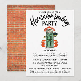 Modern Elegant Red Brick Housewarming Party Invitation