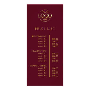 Modern Elegant Red Business Logo Menu Price List