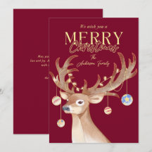 Modern Elegant Red Christmas Script Reindeer