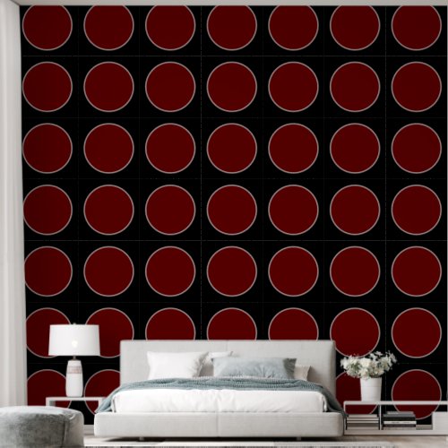 Modern Elegant Red Circle Pattern Black Wallpaper