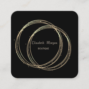 Modern Elegant  ,Red,Gold Circles Square Business Card