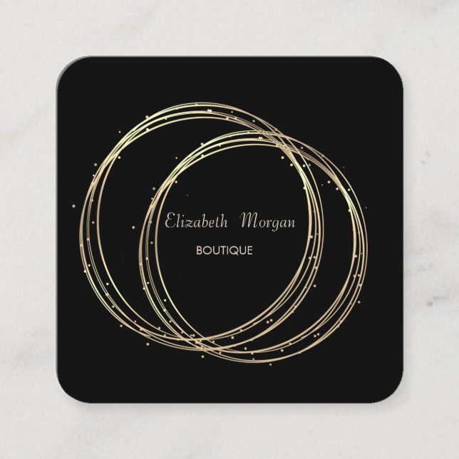 Modern Elegant  ,Red,Gold Circles Square Business Card (Front)