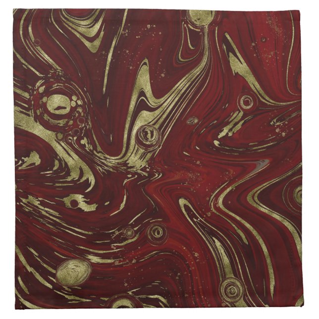 Modern Elegant Red & Gold Marble Swirl  Cloth Napkin (Front)