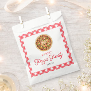 Modern Elegant Red Pizza Party Birthday Party Favor Bag