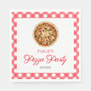Modern Elegant Red Pizza Party Birthday Party Napkins