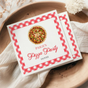 Modern Elegant Red Pizza Party Birthday Party Napkins