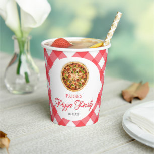 Modern Elegant Red Pizza Party Birthday Party Paper Cups