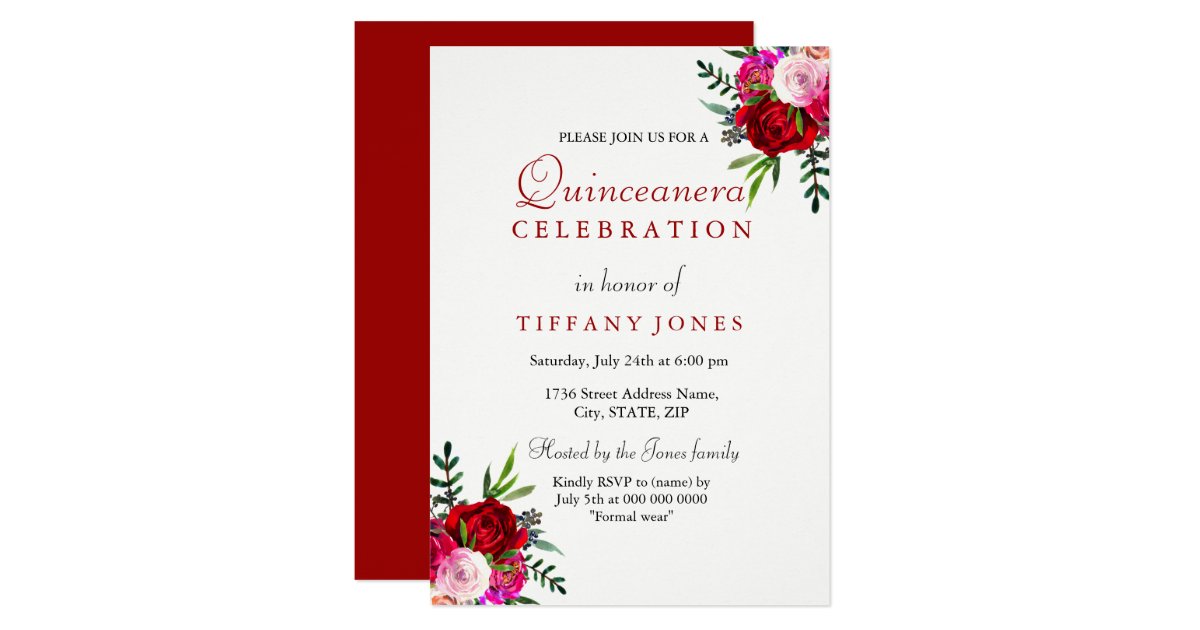 Modern Elegant Red Rose Quinceanera Invitation Zazzle Com Polish your personal project or design with these rose transparent png images, make it even more personalized and. zazzle