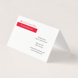 Modern Elegant Red White Minimalist Business Card