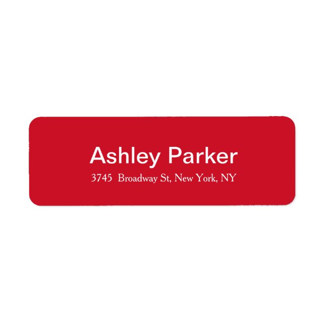 Modern Elegant Red White Stylish Trendy Label (Front)