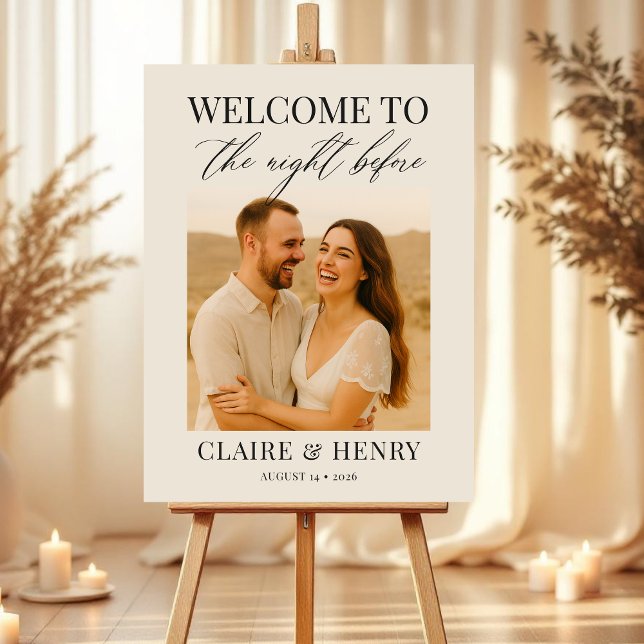 Modern Elegant Rehearsal Dinner Photo Welcome Sign (Creator Uploaded)