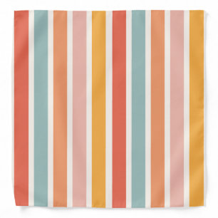 Modern Elegant Retro Colorful Stripes Pattern Bandana