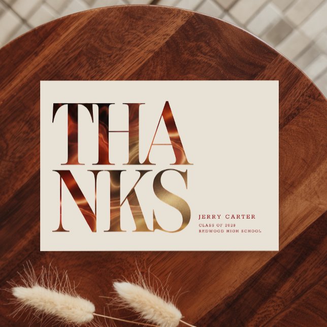 Modern Elegant Retro Script Grad Graduation Thank You Card (Creator Uploaded)