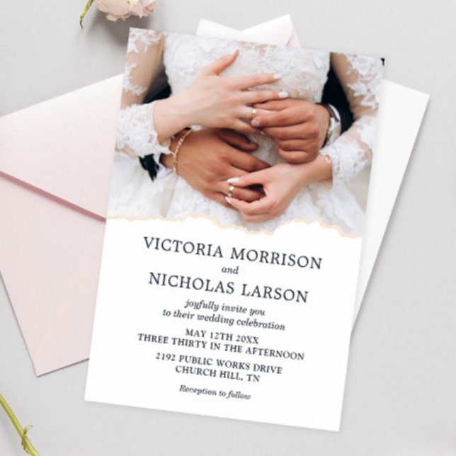 Modern Elegant Rings Bride and Groom Wedding Invitation (Creator Uploaded)
