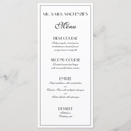 Modern Elegant Roaring 20s Wedding Photo Menu