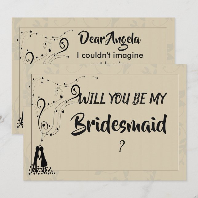 Modern Elegant Romantic Bridesmaid Invitation (Front/Back)