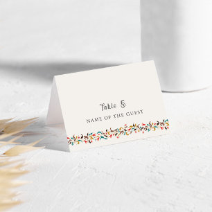 Modern Elegant Romantic Floral Wreath Place Cards