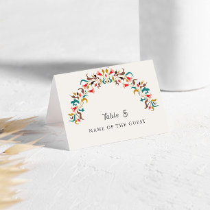Modern Elegant Romantic Floral Wreath Place Cards