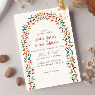 Modern Elegant Romantic Floral Wreath Wedding Invitation