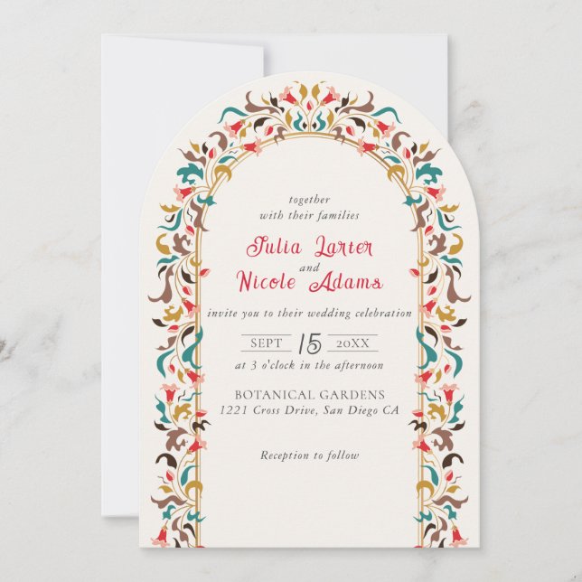 Modern Elegant Romantic Floral Wreath Wedding Invitation (Front)
