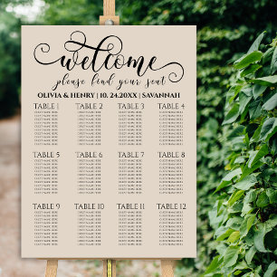 Modern Elegant Romantic Wedding Seating Chart Foam Board
