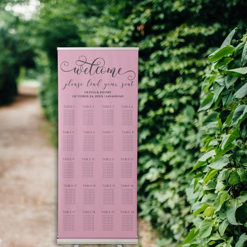 Modern Elegant Romantic Wedding Seating Chart Retractable Banner