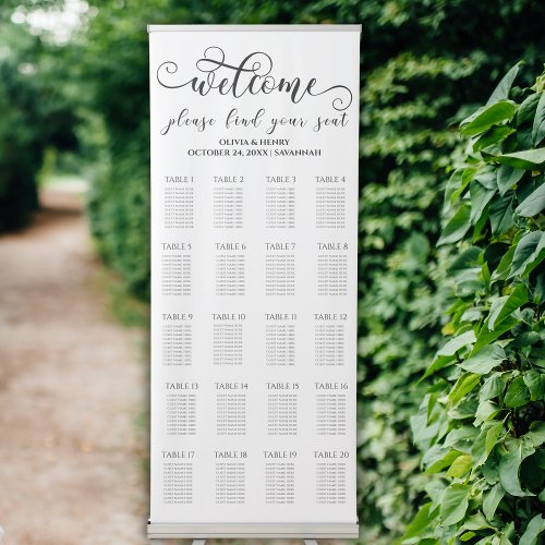 Modern Elegant Romantic Wedding Seating Chart Retractable Banner